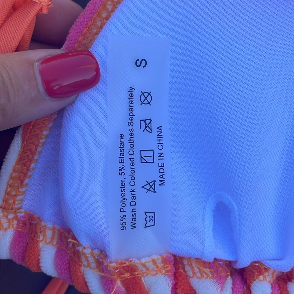 Striped Orange and White Bikini Set - Picture 3 of 3